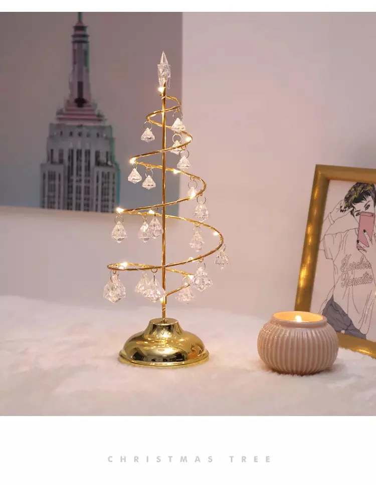 Gold Silver LED String Christmas Tree Table Lamp