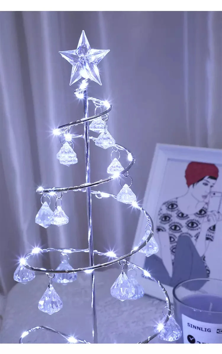 Gold Silver LED String Christmas Tree Table Lamp