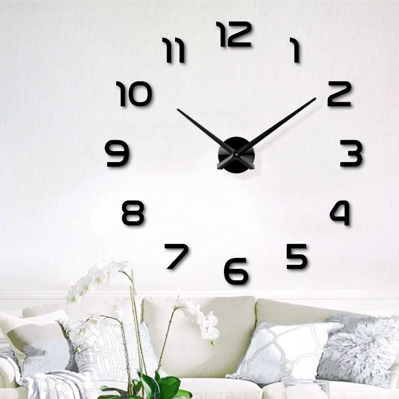 Ftjbmode 3d Big Size Wandklok Spiegel Sticker Diy Korte Woonkamer Decor Meetting Kamer Wandklok