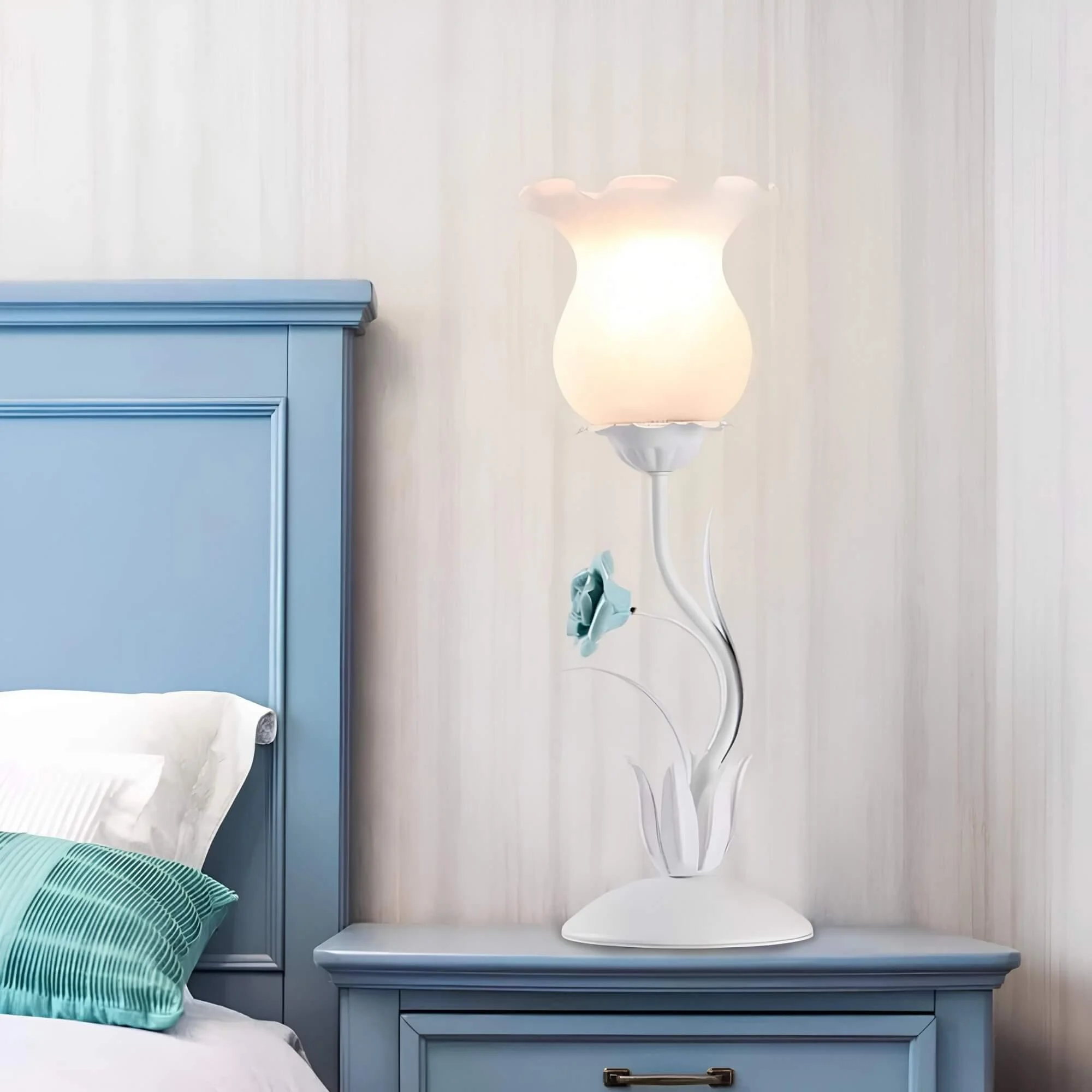 Floralight Nachttischlampe Blumendesign Led Glas Nachtbeleuchtung Xlumina6