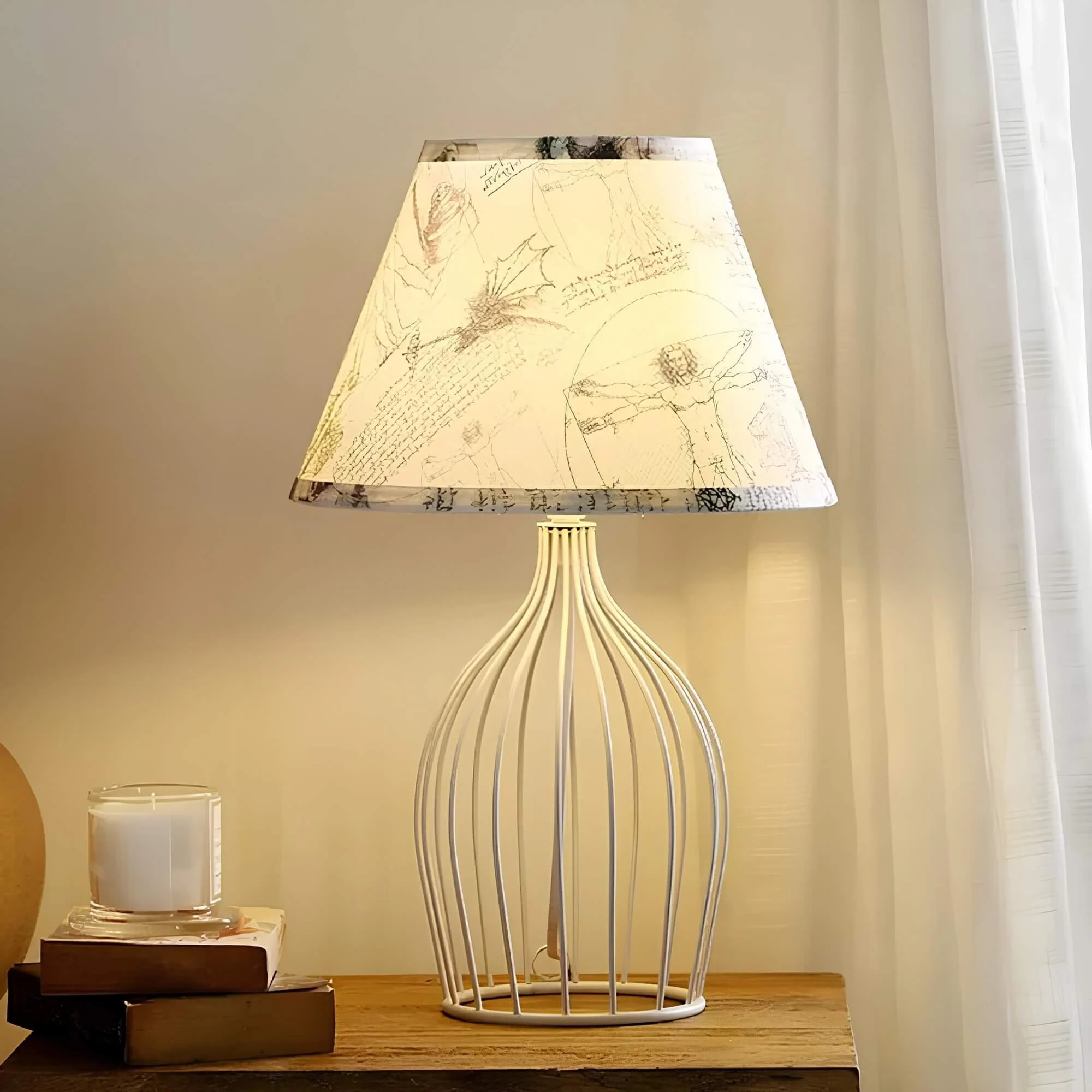 Glolight Kegel Tischlampe Mit Drahtfuss Metall Stoffschirm Wohnzimmer Buro Beleuchtung Xlumina2