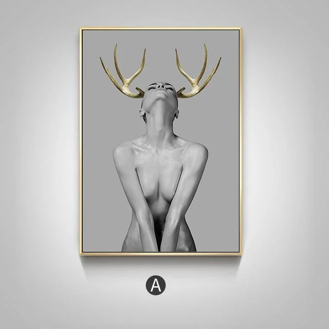 gold-antlers-girl-poster-wall-art-home-decor-238466 Gold Antlers Girl Poster Wall Art Home Decor 238466