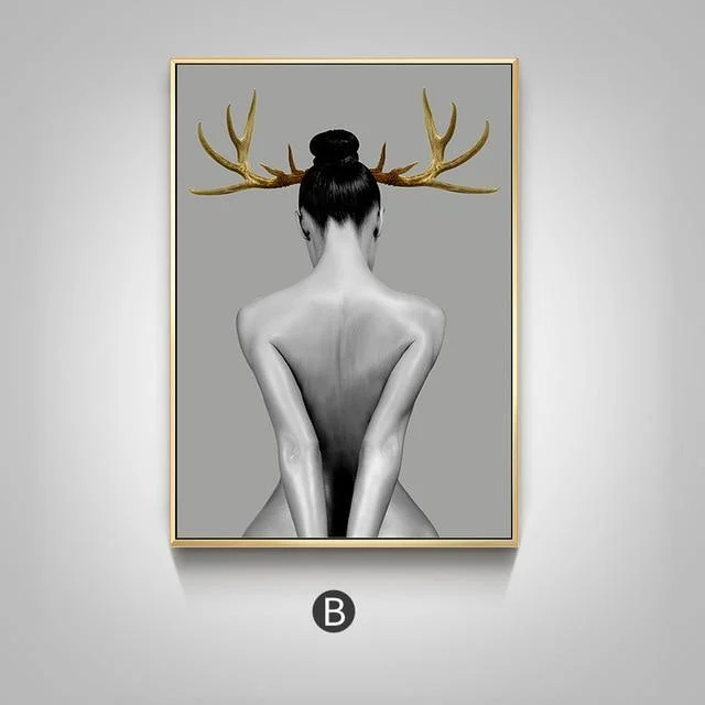 gold-antlers-girl-poster-wall-art-home-decor-957204 Gold Antlers Girl Poster Wall Art Home Decor 957204