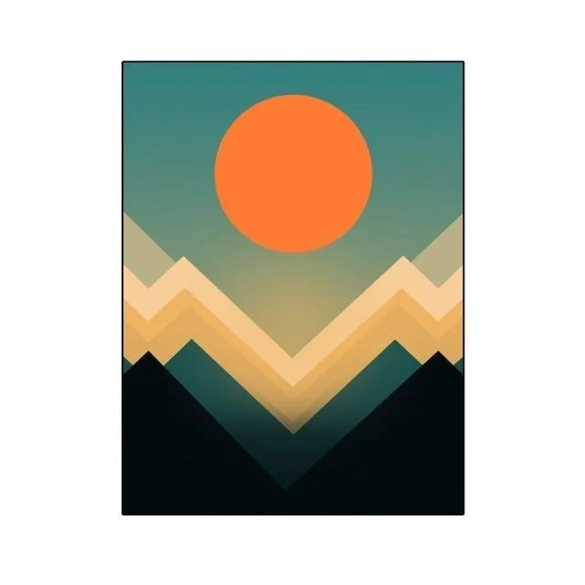 golden-red-abstract-setting-and-rising-sun-canvas-with-mountain-unframed-324869 Golden Red Abstract Setting And Rising Sun Canvas With Mountain Unframed 324869