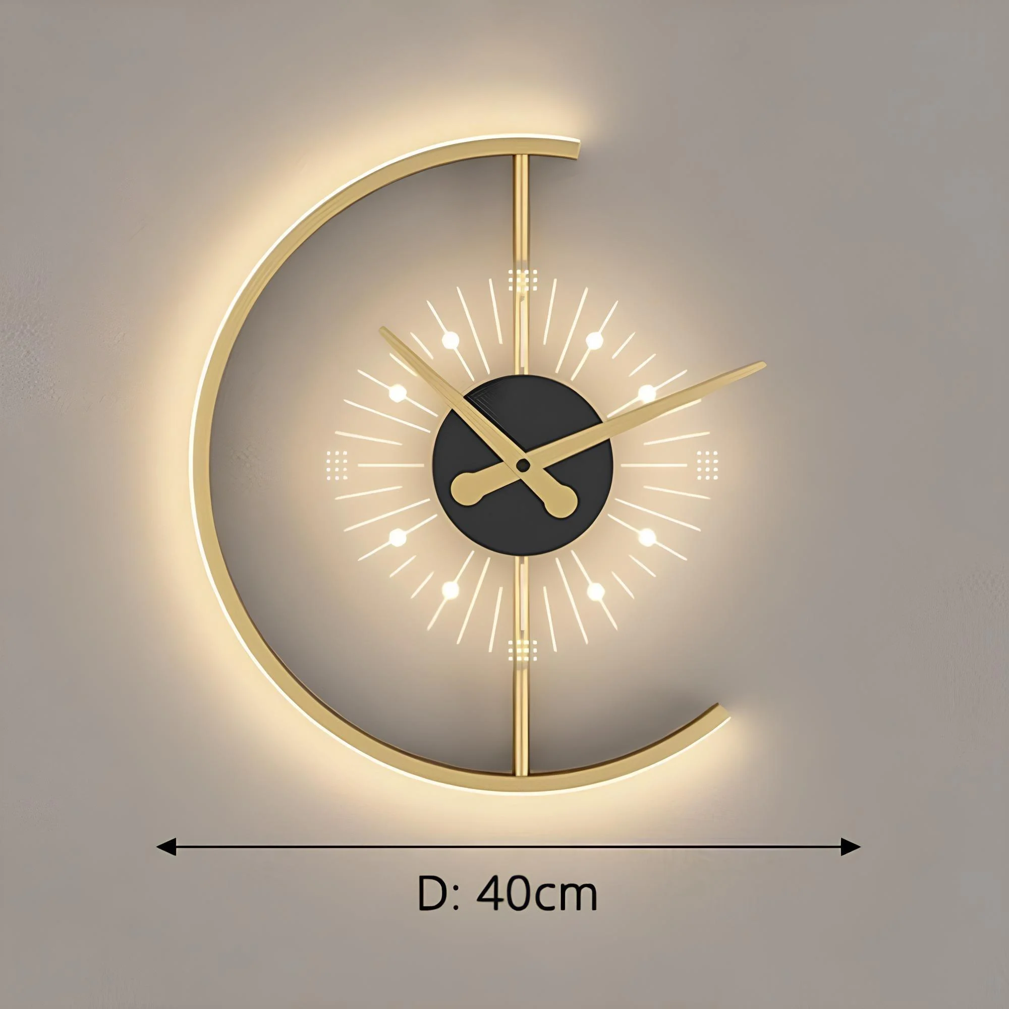 Led Lichtuhr Schwarz Gold Modern Design Zeitmesser Beleuchtung Xlumina1