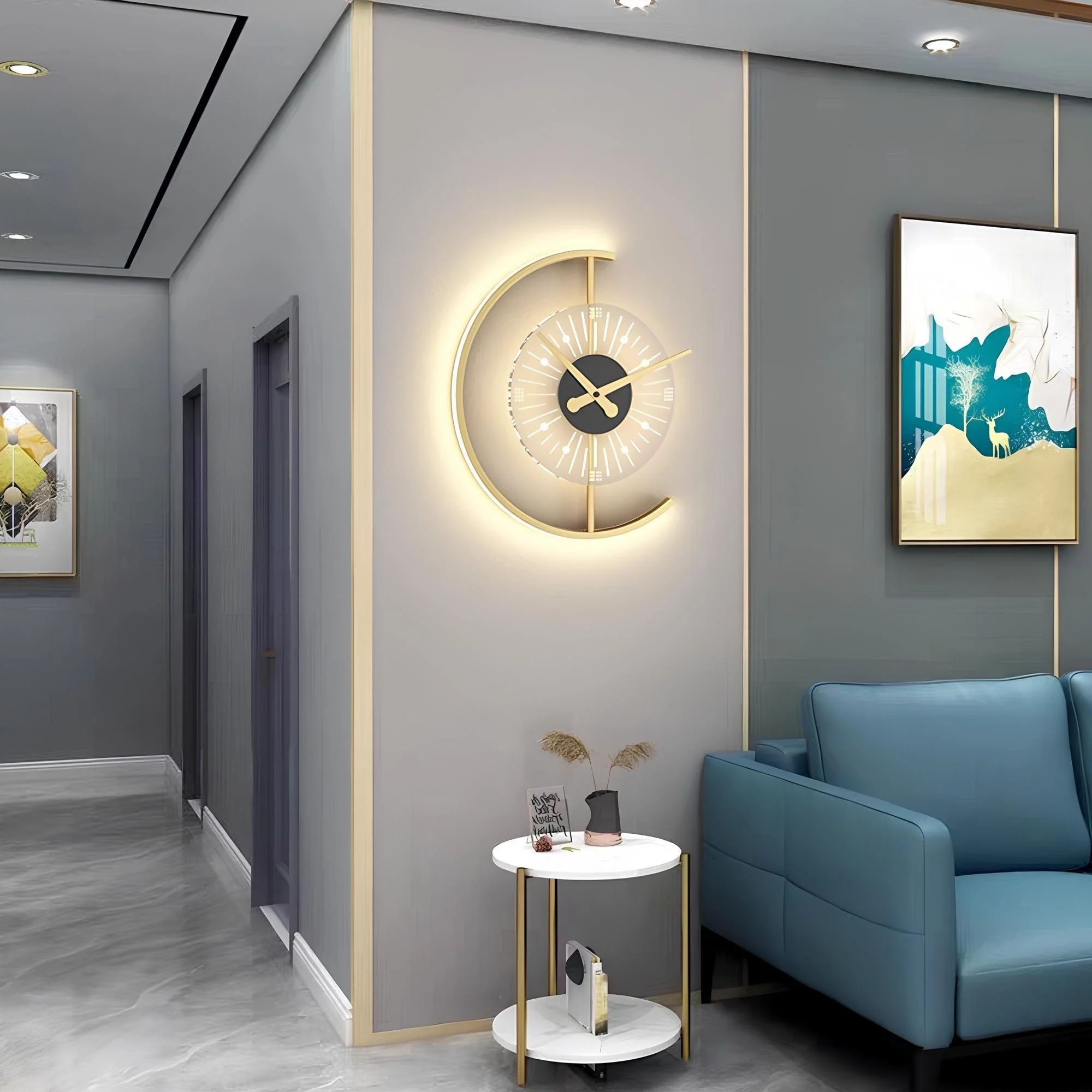 Led Lichtuhr Schwarz Gold Modern Design Zeitmesser Beleuchtung Xlumina2