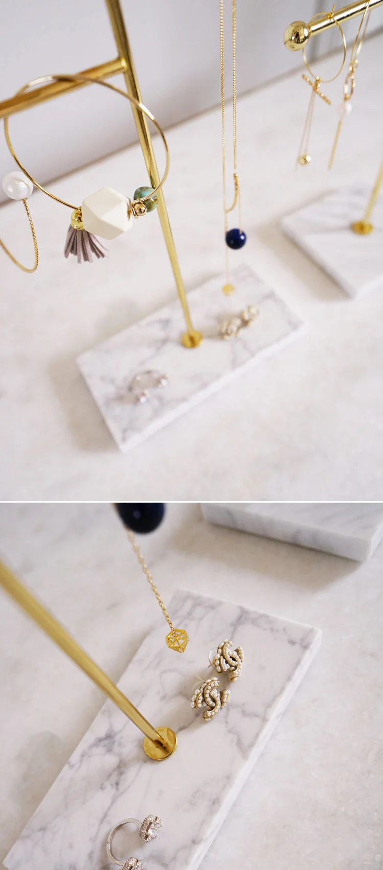 marble gold jewelry display rack