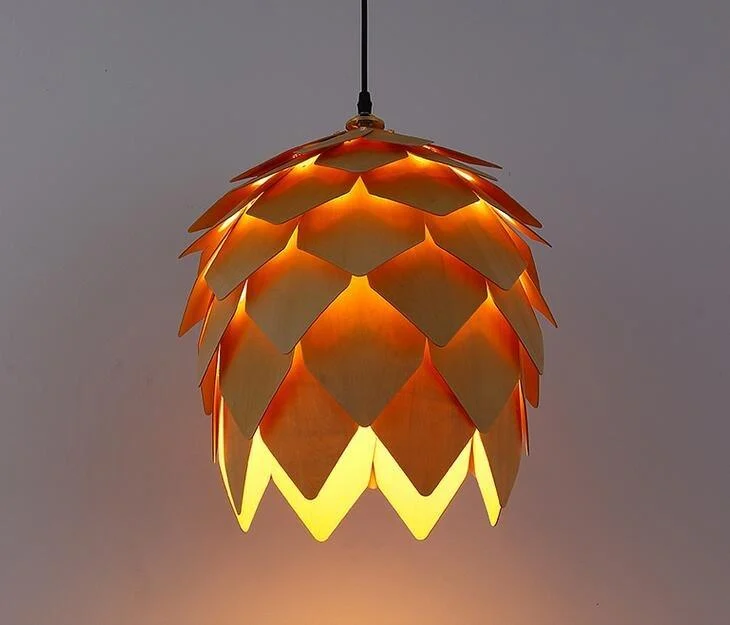Modern Art Oak Pine Cone E 27 Pendant Lig Description 5
