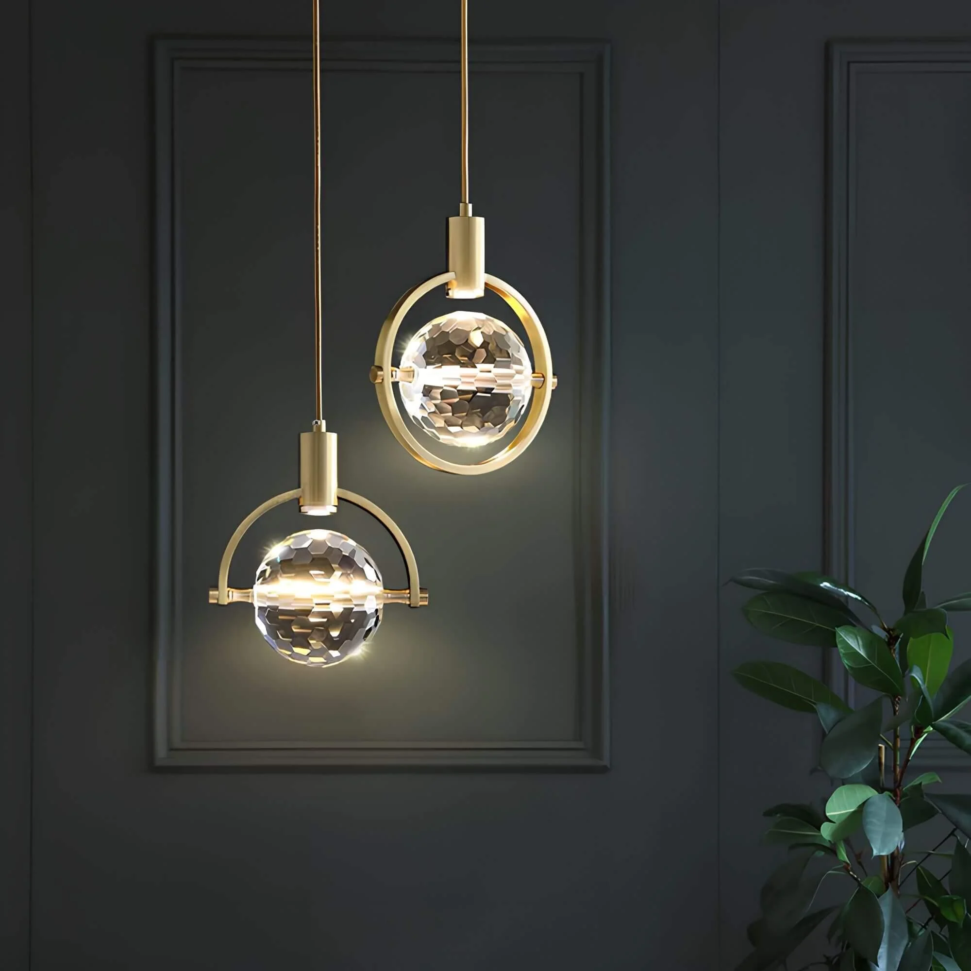Modern Ring Crystal Led Pendelleuchte Halbring Kristallelemente Luxusbeleuchtung Energiesparend Xlumina2