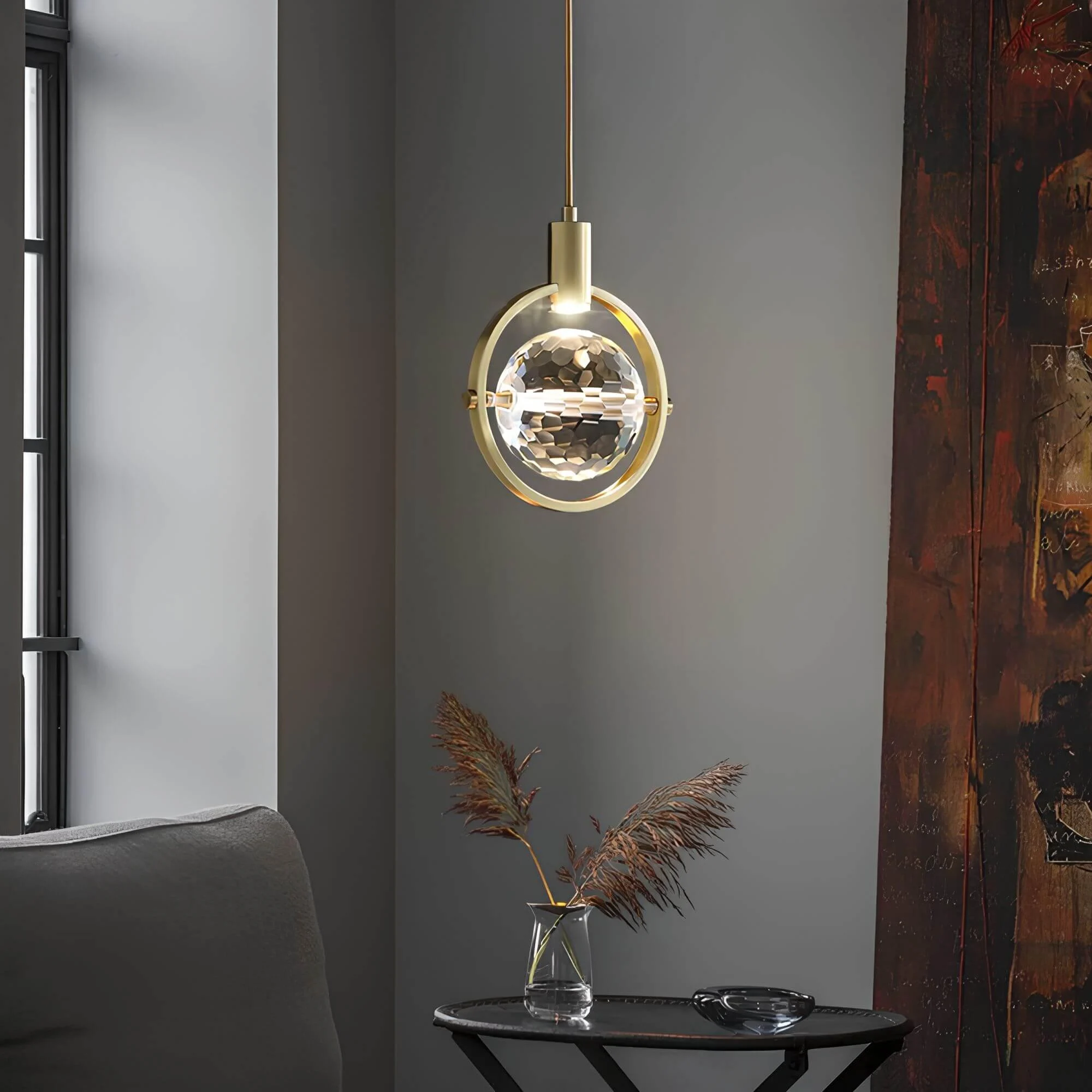 Modern Ring Crystal Led Pendelleuchte Halbring Kristallelemente Luxusbeleuchtung Energiesparend Xlumina4