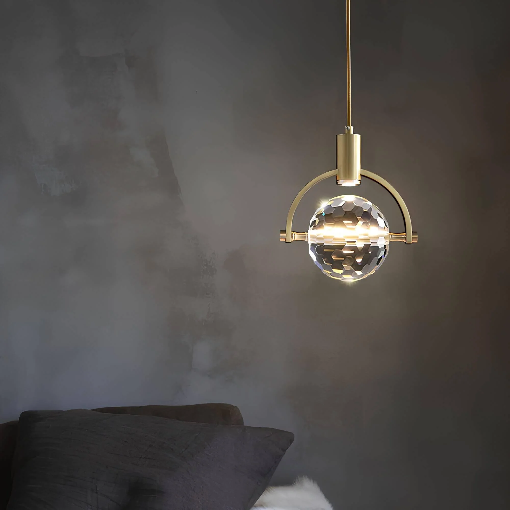 Modern Ring Crystal Led Pendelleuchte Halbring Kristallelemente Luxusbeleuchtung Energiesparend Xlumina5
