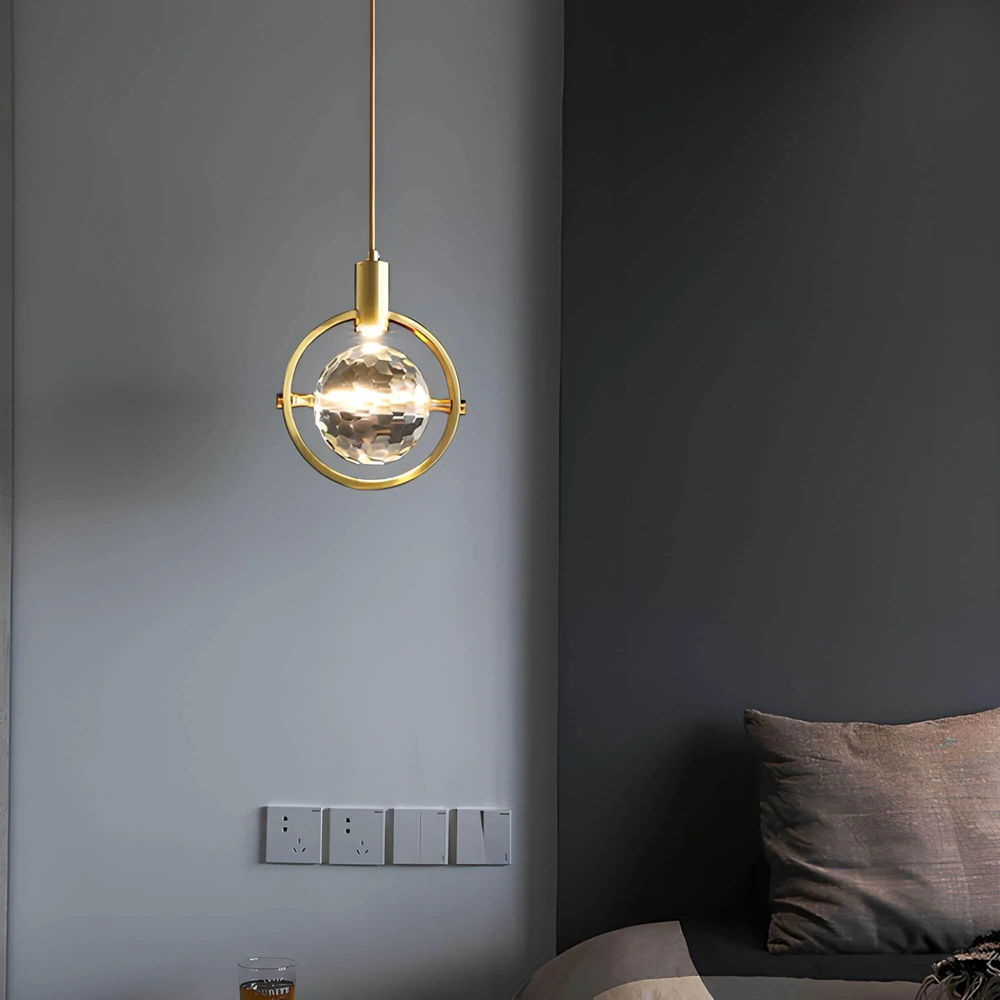 Modern Ring Crystal Led Pendelleuchte Halbring Kristallelemente Luxusbeleuchtung Energiesparend Xlumina7