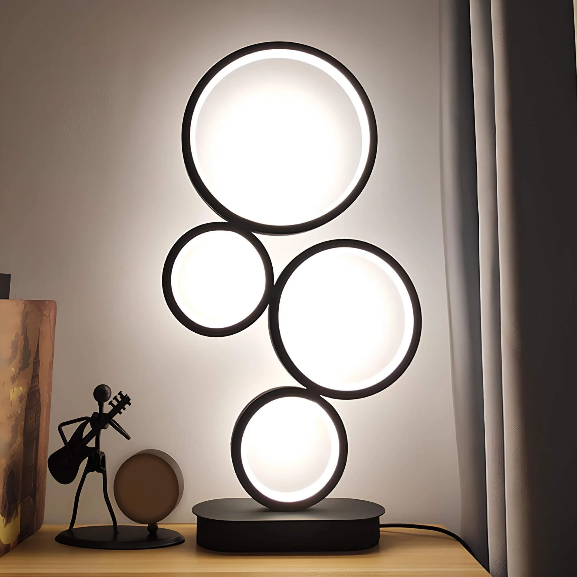 Ninalight Gestapelte Tischlampe Mit Kreisfoermigem Fussstueck Modern Design Wohnzimmer Schlafzimmer Xlumina