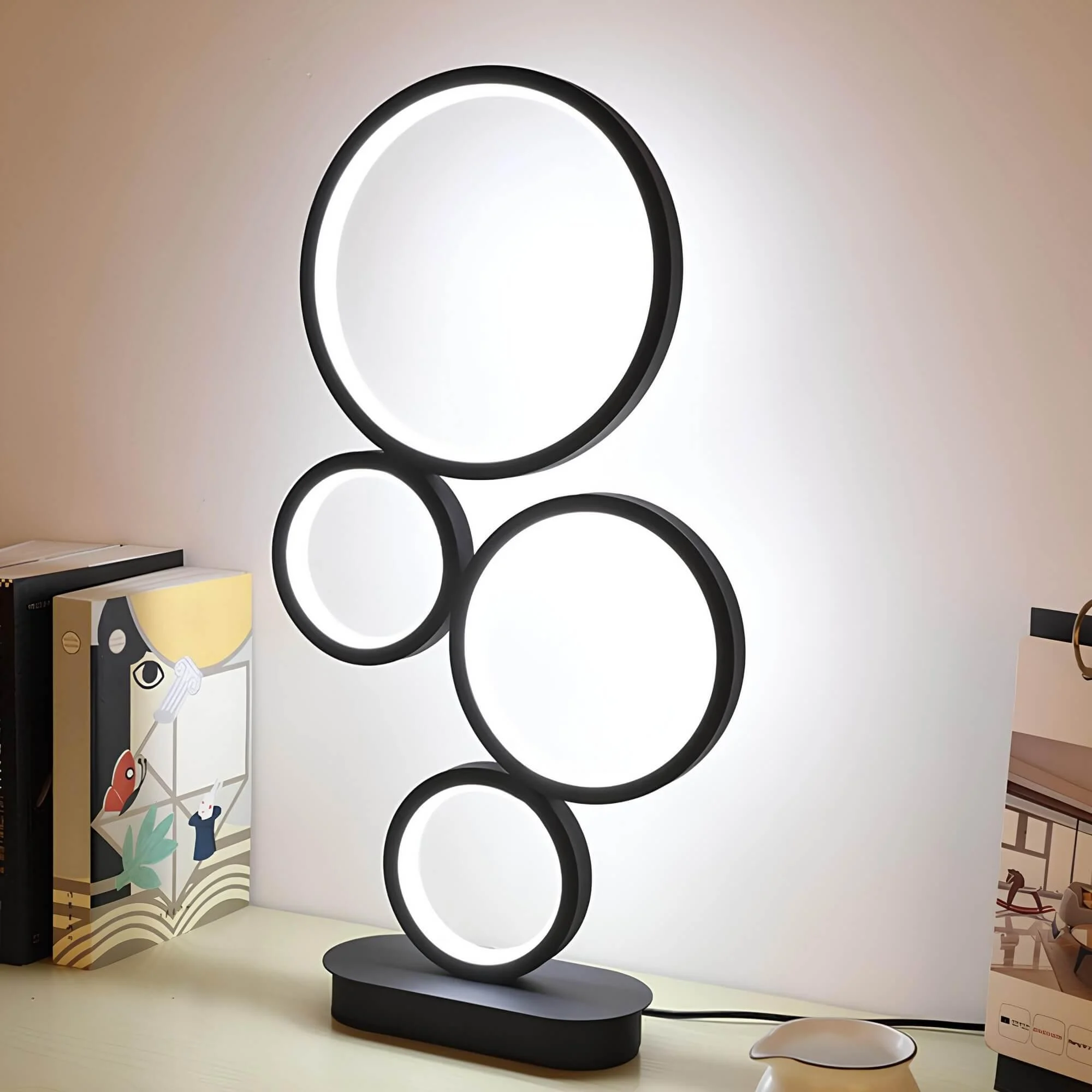 Ninalight Gestapelte Tischlampe Mit Kreisfoermigem Fussstueck Modern Design Wohnzimmer Schlafzimmer Xlumina2