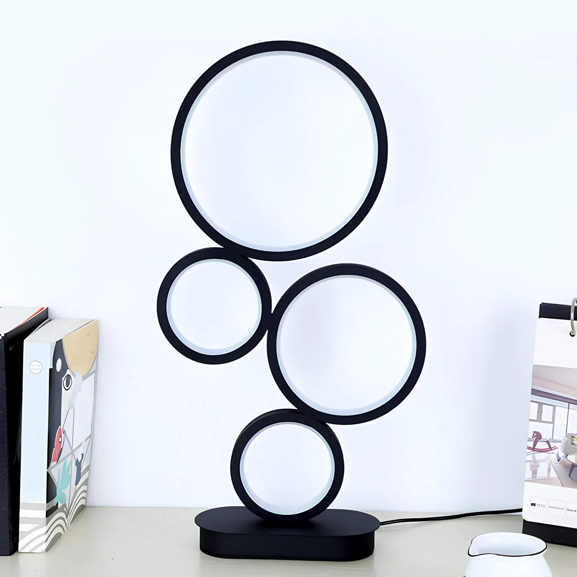 Ninalight Gestapelte Tischlampe Mit Kreisfoermigem Fussstueck Modern Design Wohnzimmer Schlafzimmer Xlumina3