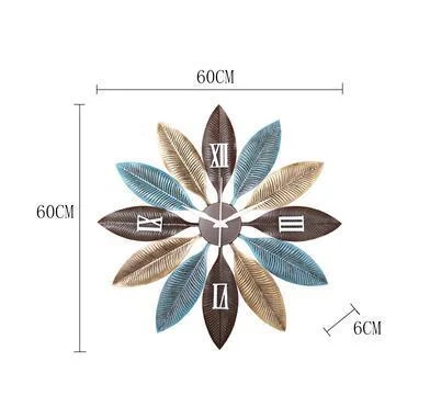 Nordic Creative Metal Feather Wall Clock 199403
