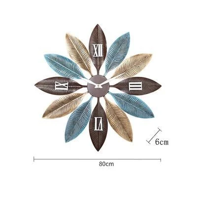 Nordic Creative Metal Feather Wall Clock 947390