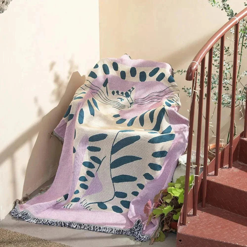 quirky-pink-cat-design-sofa-blanket-682573 Quirky Pink Cat Design Sofa Blanket 682573