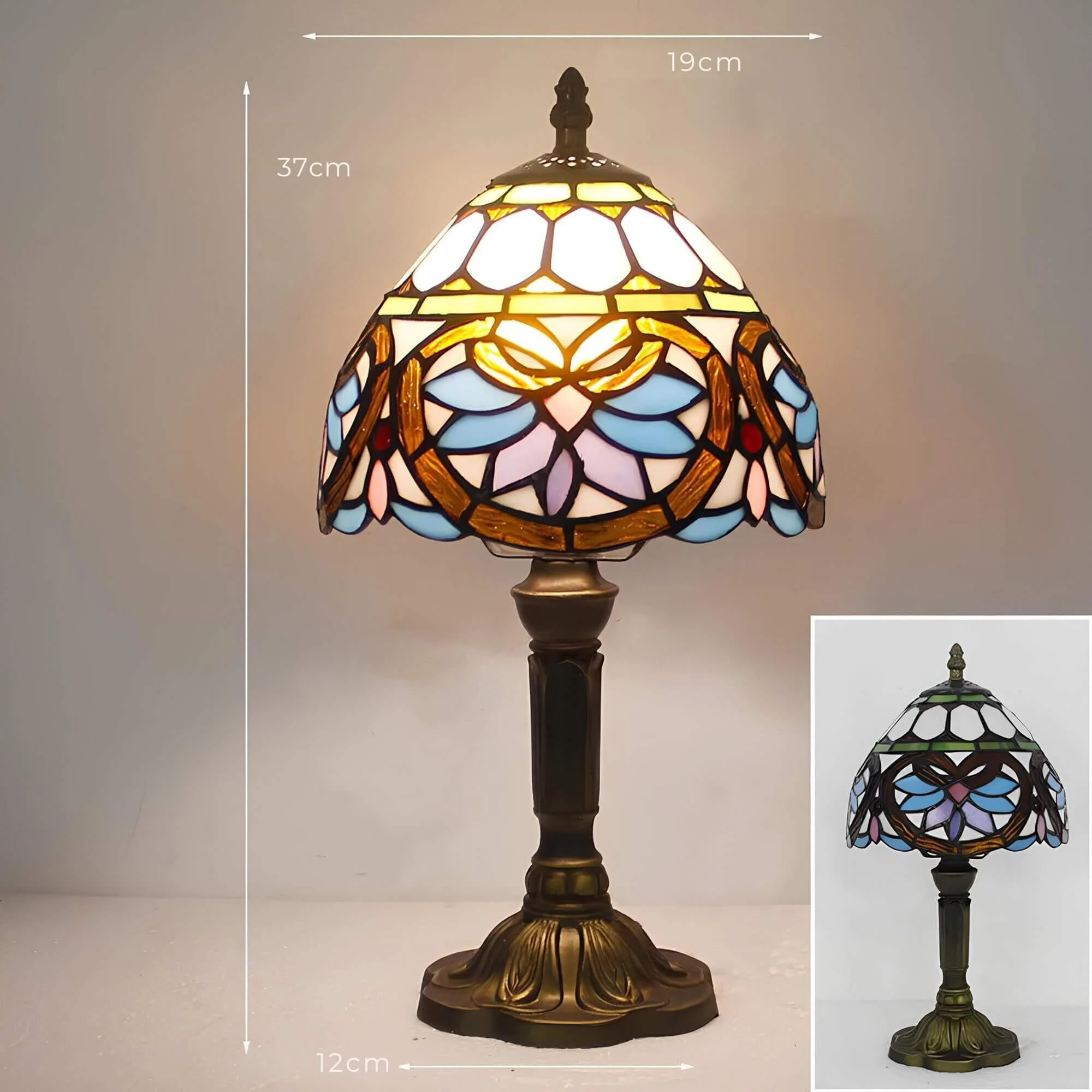 Radiant Hue Tiffany Tischlampe Handgefertigt Glaswarm Led Xlumina