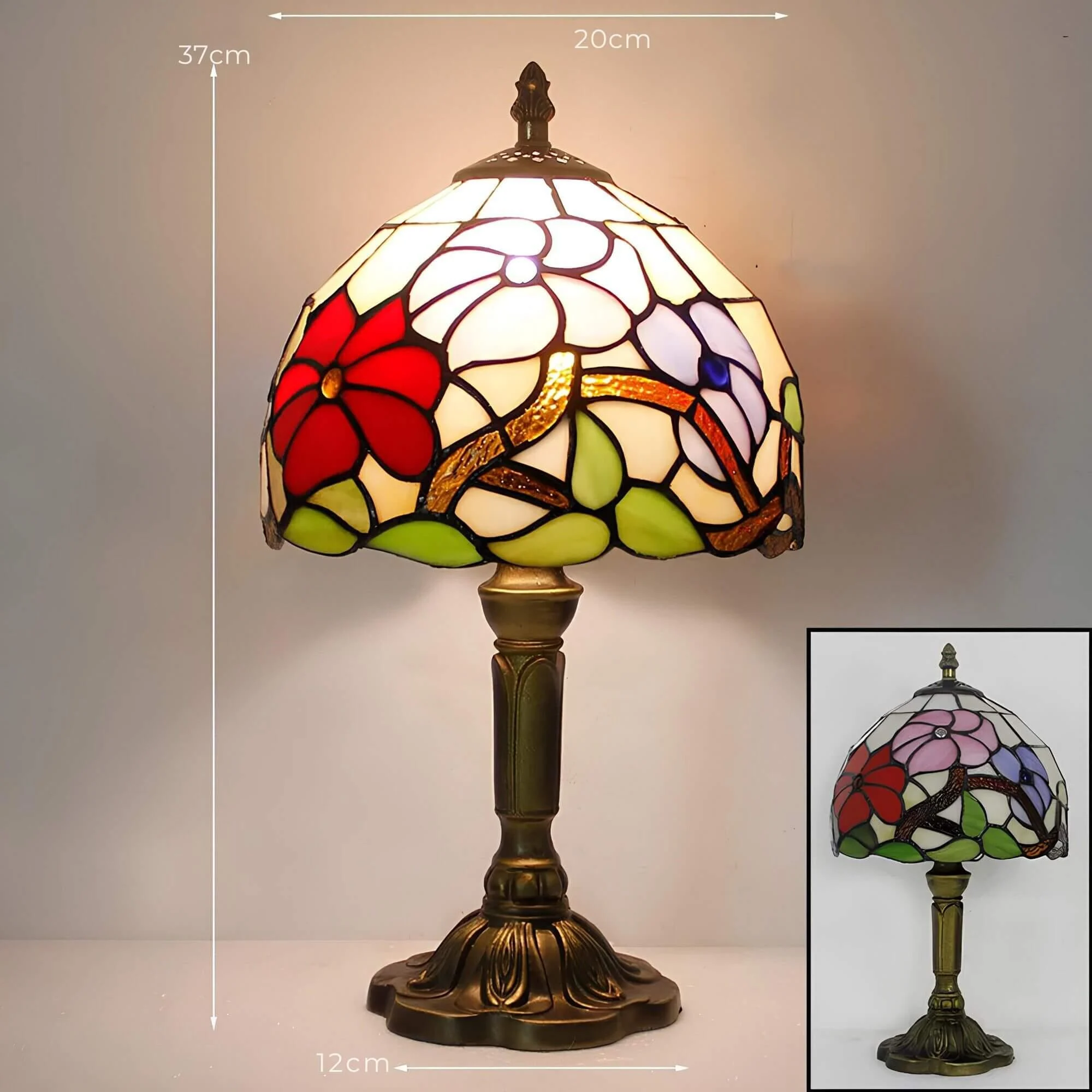 Radiant Hue Tiffany Tischlampe Handgefertigt Glaswarm Led Xlumina2