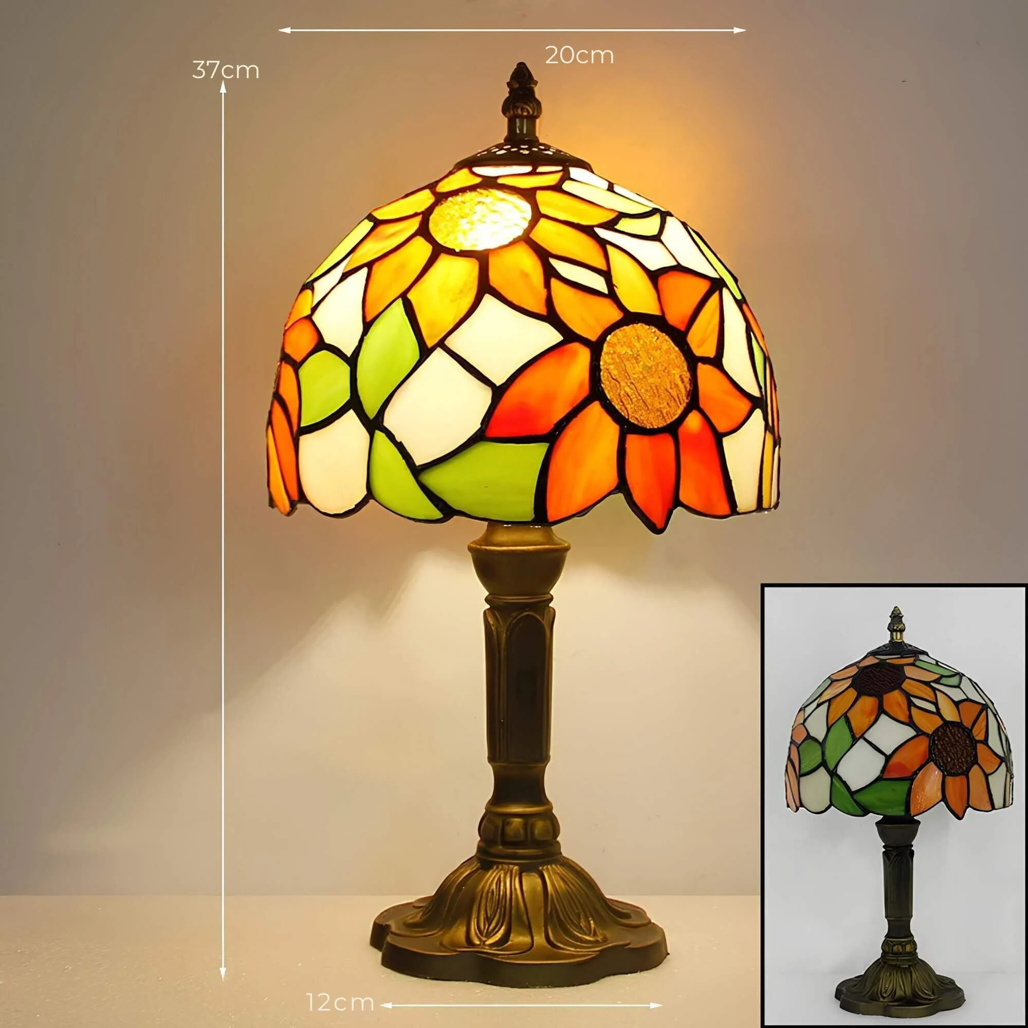Radiant Hue Tiffany Tischlampe Handgefertigt Glaswarm Led Xlumina4