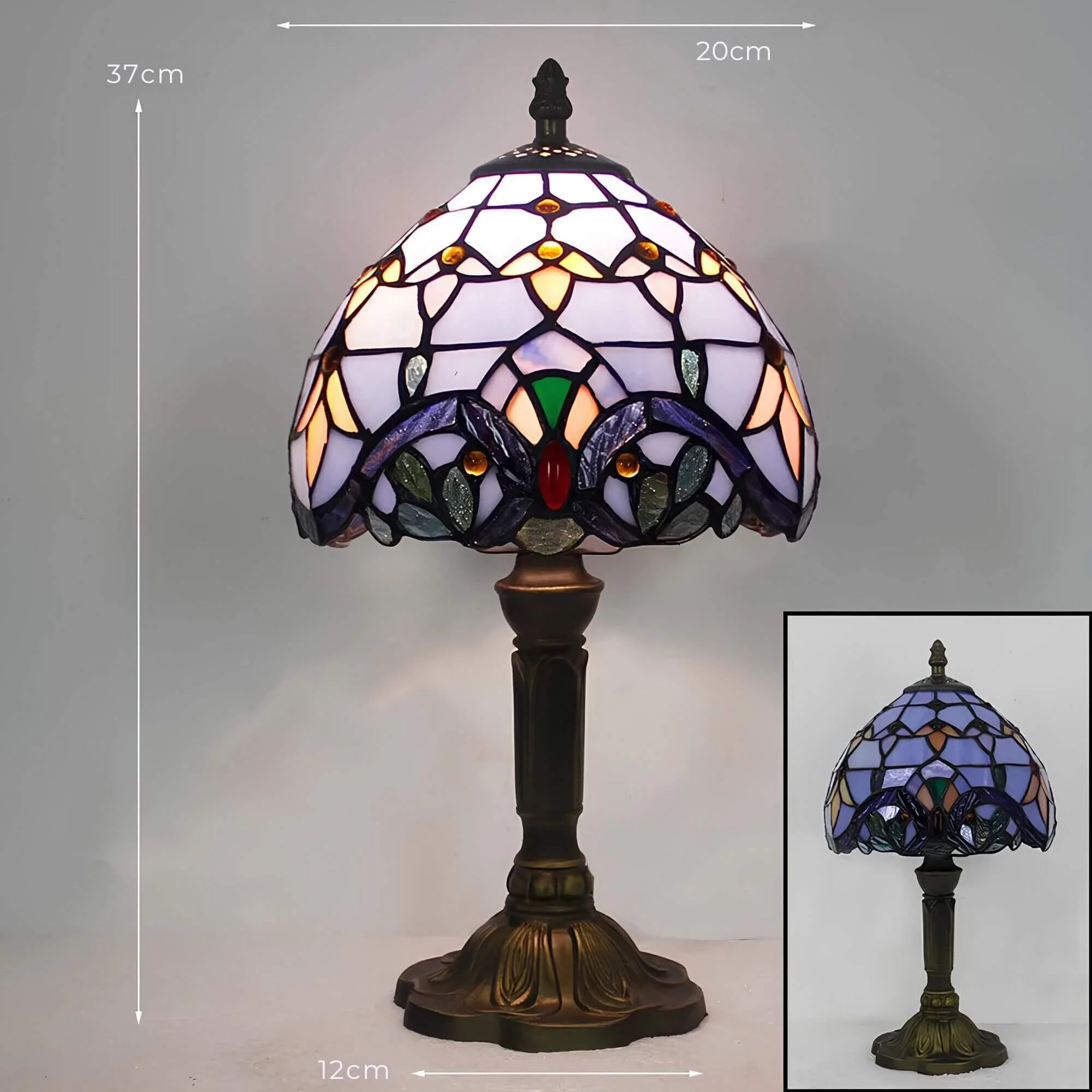 Radiant Hue Tiffany Tischlampe Handgefertigt Glaswarm Led Xlumina7