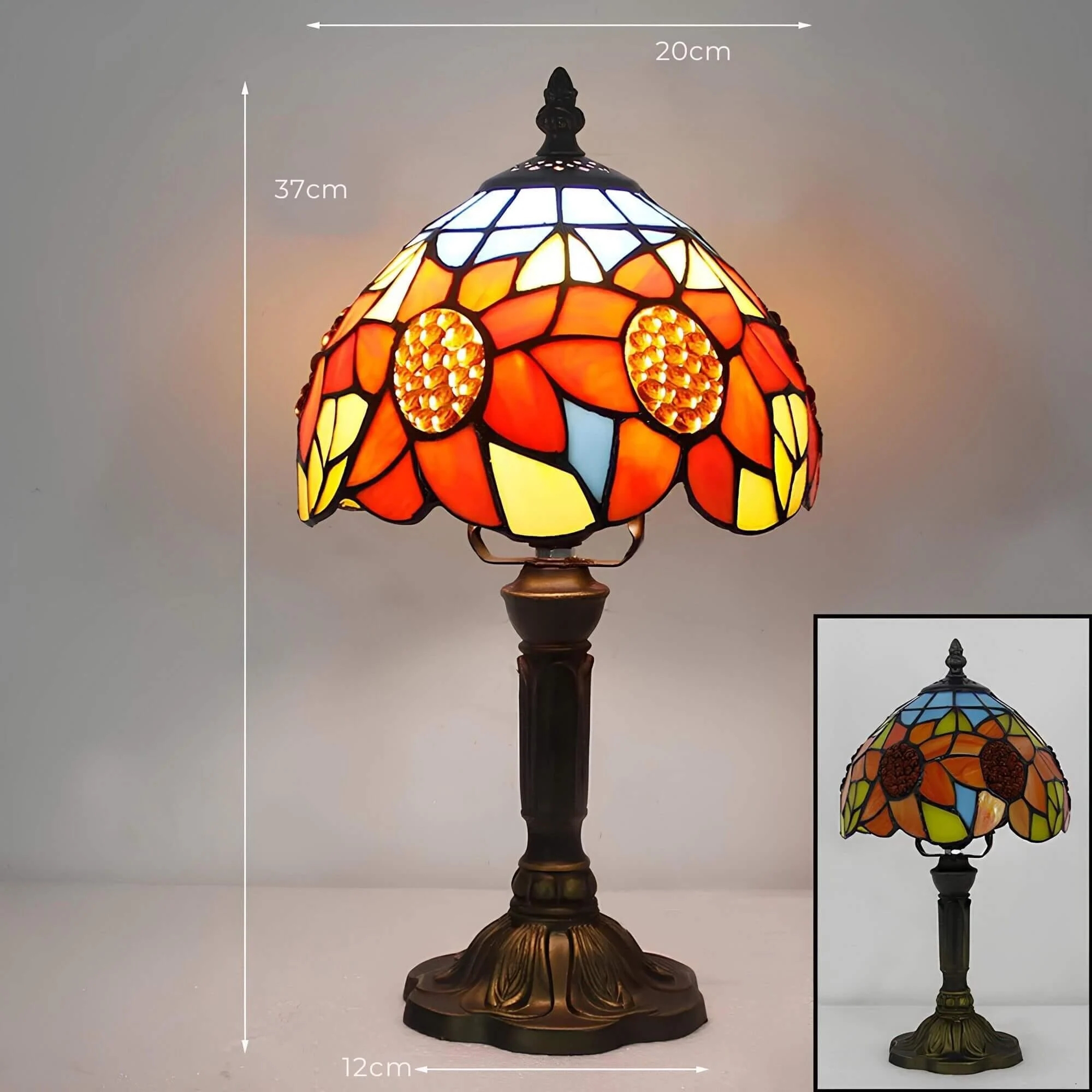 Radiant Hue Tiffany Tischlampe Handgefertigt Glaswarm Led Xlumina8