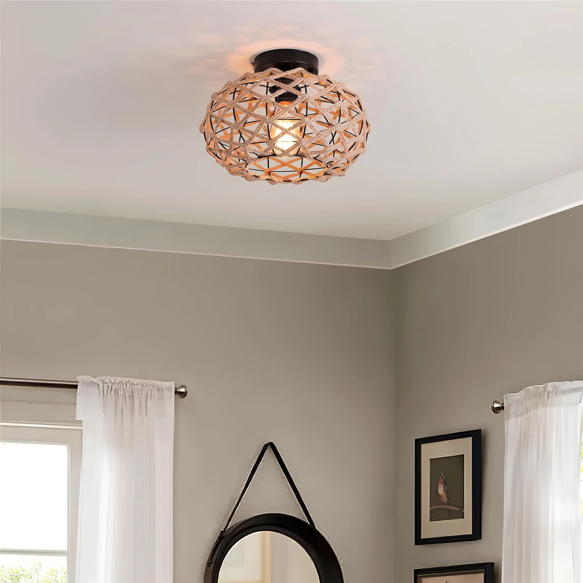 Radiantweave Rattan Deckenlampe Natur Modern Boho Elegant Flecht Design Xlumina 2