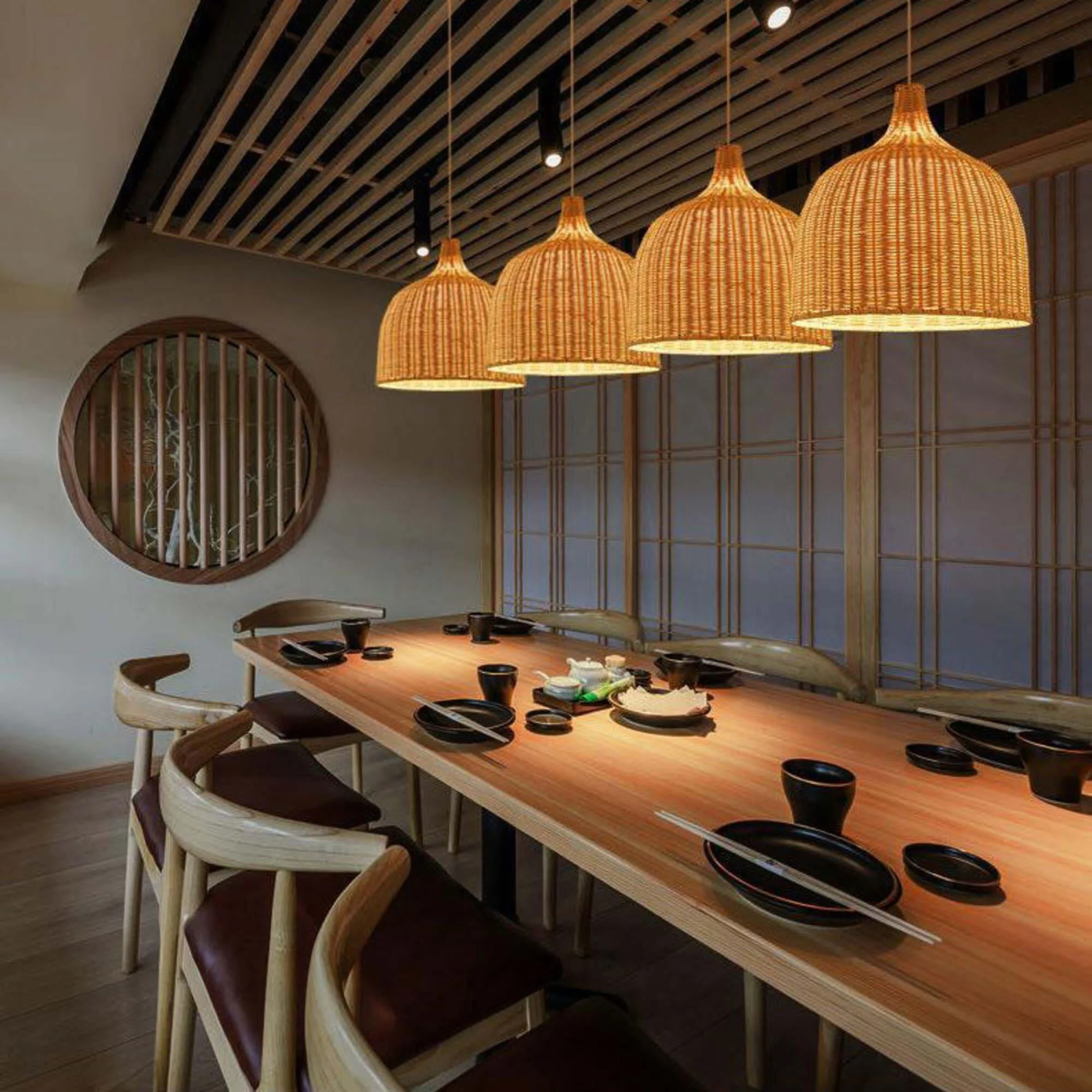 Rattan Bambus Deckenlampen Kueche Modern Esszimmer Beleuchtung Xluminia 4