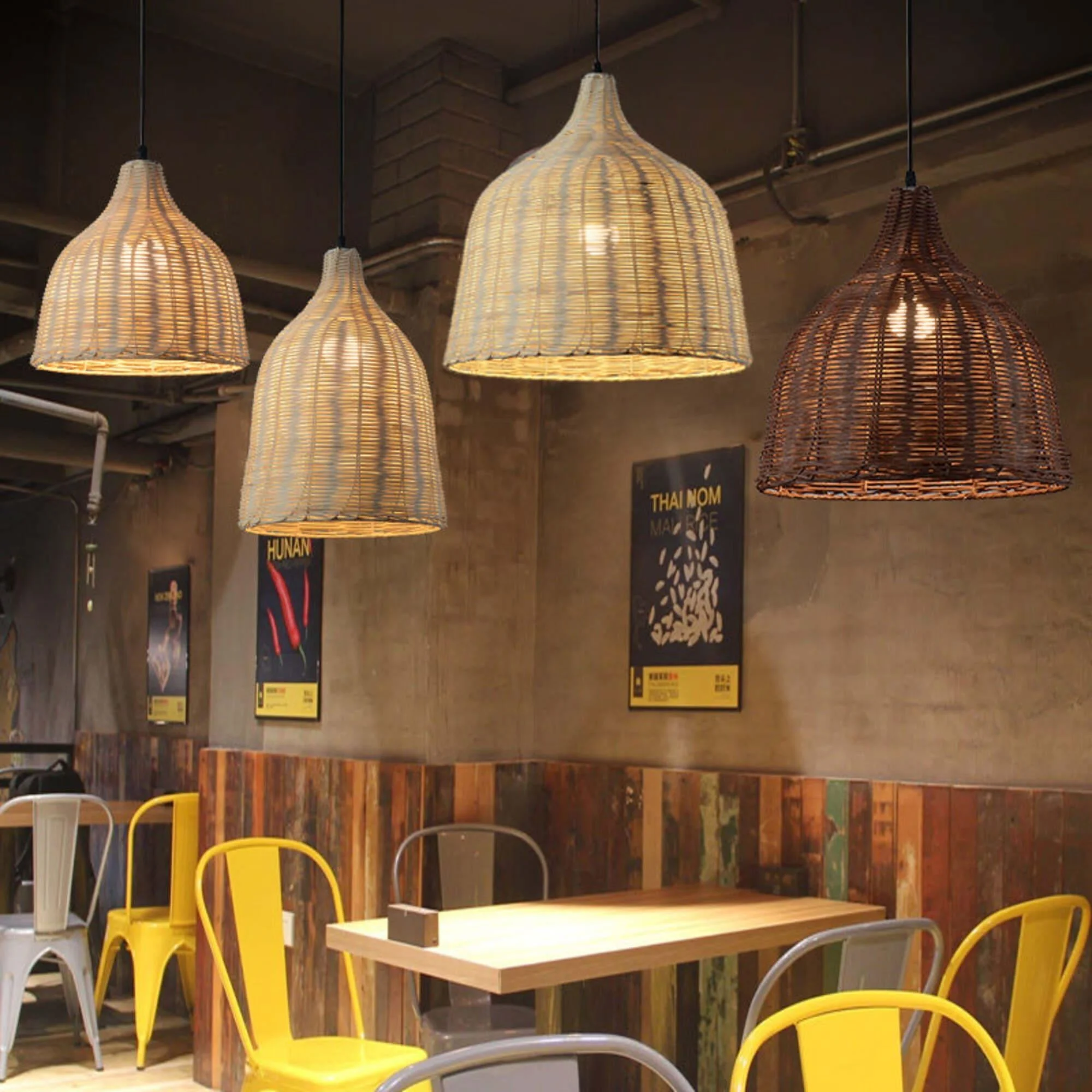 Rattan Bambus Deckenlampen Kueche Modern Esszimmer Beleuchtung Xluminia 5