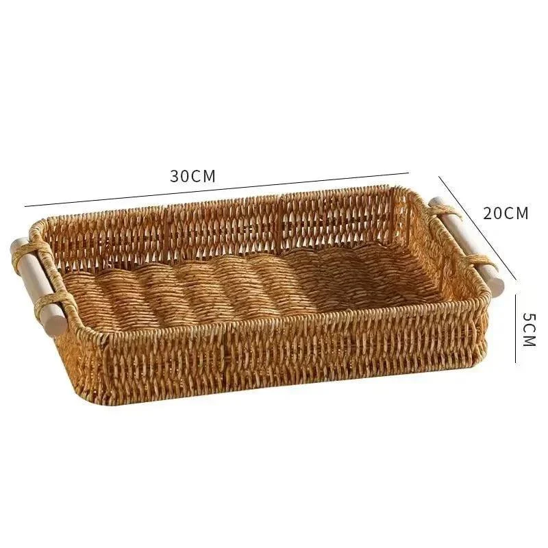 rattan-style-storage-tray-with-handle-100846 Rattan Style Storage Tray With Handle 100846