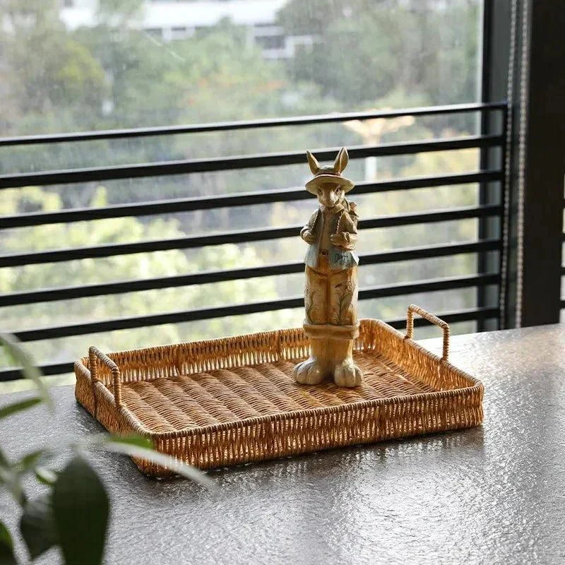 rattan-style-storage-tray-with-handle-525089 Rattan Style Storage Tray With Handle 525089