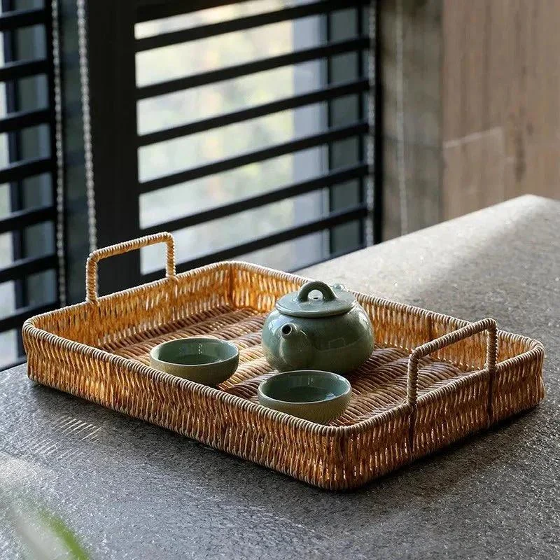 rattan-style-storage-tray-with-handle-691052 Rattan Style Storage Tray With Handle 691052
