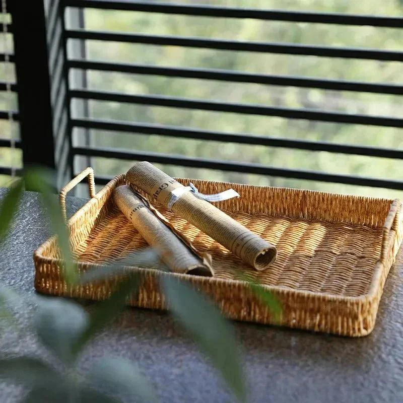 rattan-style-storage-tray-with-handle-988527 Rattan Style Storage Tray With Handle 988527