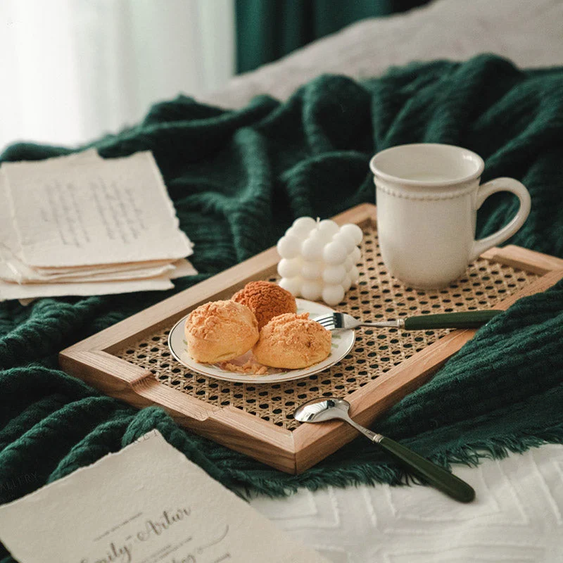 Rattan trays breakfast aesthetic room decor
