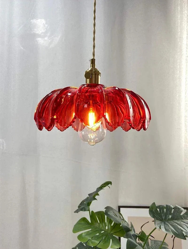 red_924bc8ed-a5dd-4e24-bbd0-fb3a7a76f0aa Retro Vintage Industrial Glass Lotus Flower Pendant Light - ISTANBULLU LTD