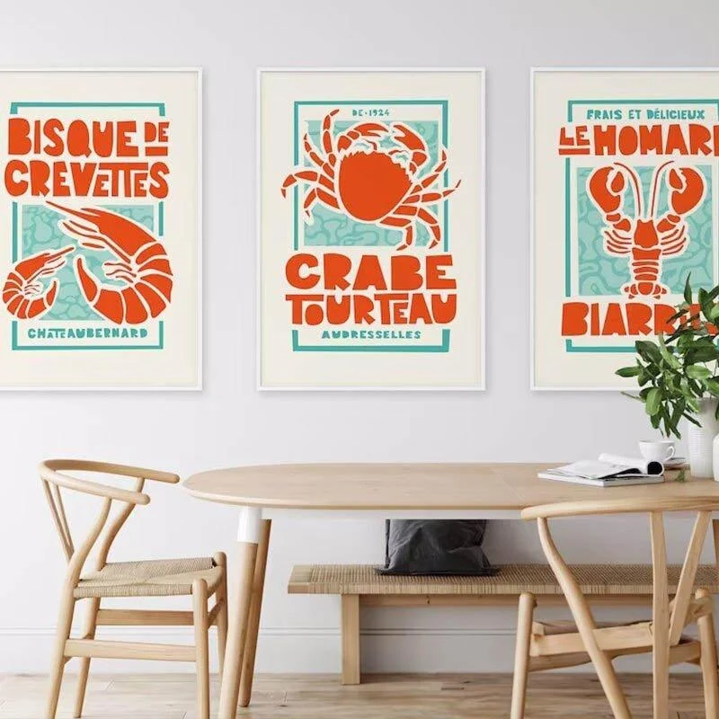 Retro French Shellfish Canvas Print Poster 814214