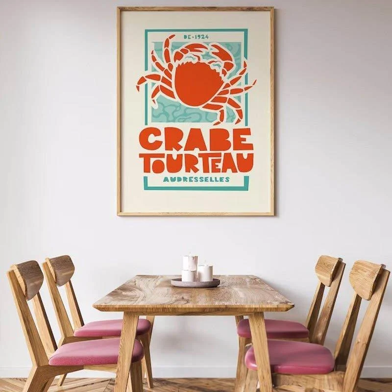 Retro French Shellfish Canvas Print Poster 892431