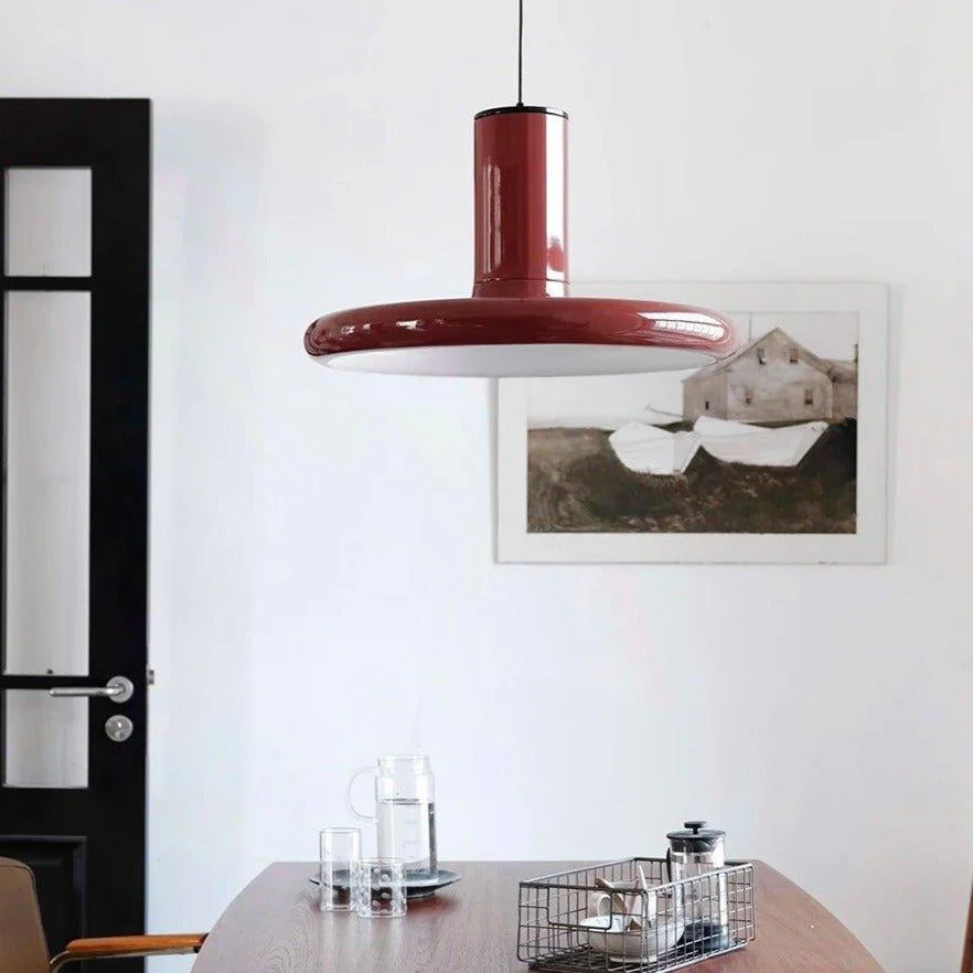retro-style-dark-red-saucer-pendant-light-118297 Retro Style Dark Red Saucer Pendant Light 118297