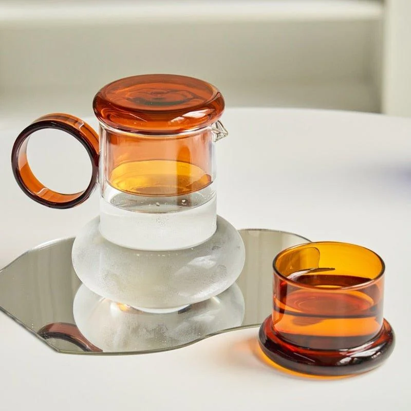 retro-style-glass-pitcher-with-lid-matching-cup-306842 Retro Style Glass Pitcher With Lid Matching Cup 306842