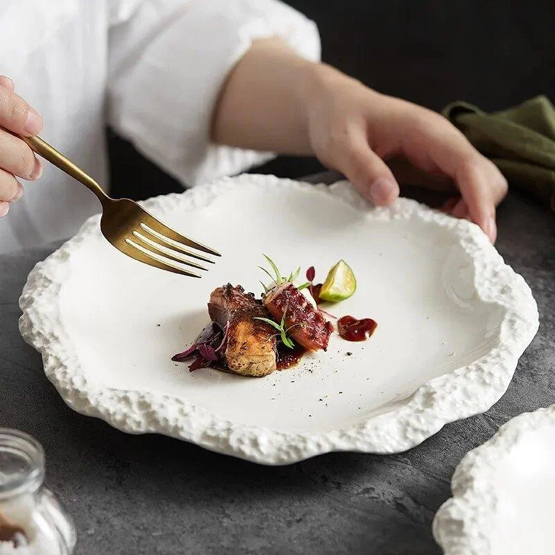 rock-pattern-edged-ceramic-serving-plate-310899 Rock Pattern Edged Ceramic Serving Plate 310899