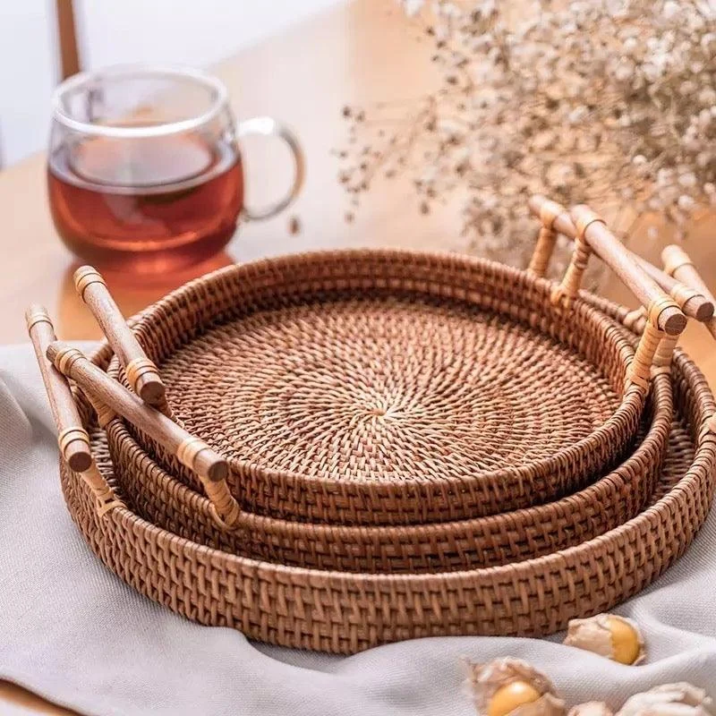 Round Rattan Tray With Handlesaccessoriesliving Simply House 229051