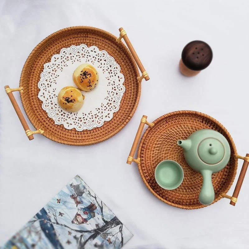 Round Rattan Tray With Handlesaccessoriesliving Simply House 371615
