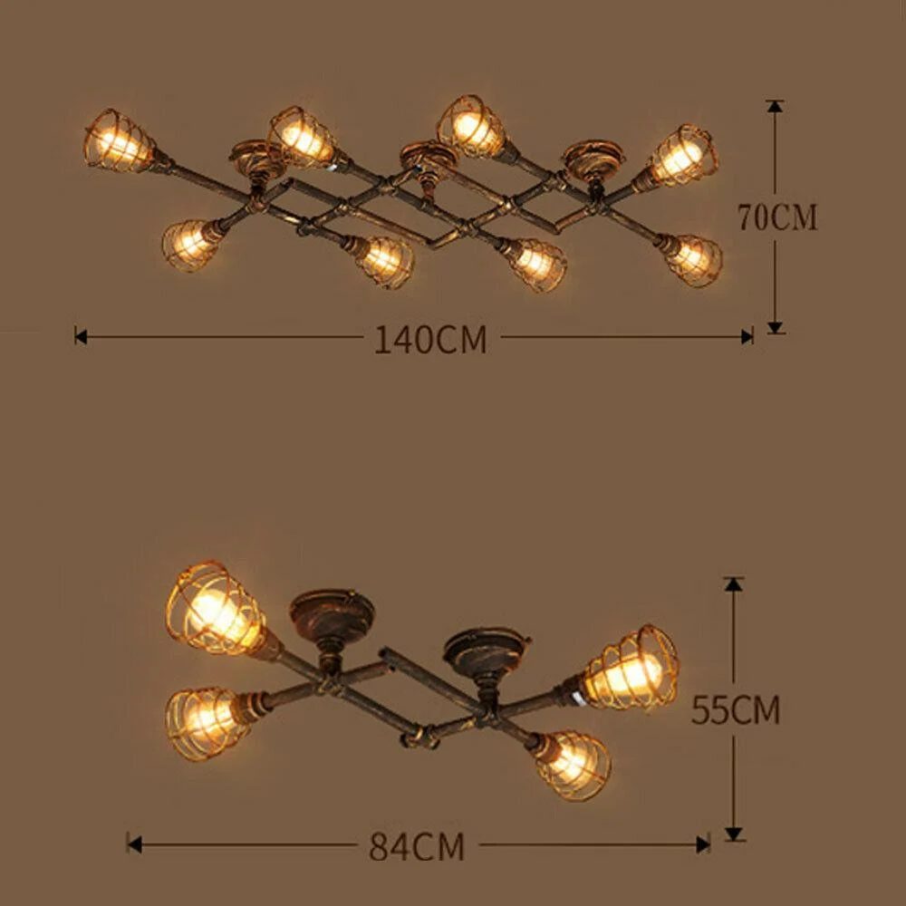 rustic-industrial-semi-flush-ceiling-light-steampunk-pipe-fixture-pendant-lamp-290805 Rustic Industrial Semi Flush Ceiling Light Steampunk Pipe Fixture Pendant Lamp 290805