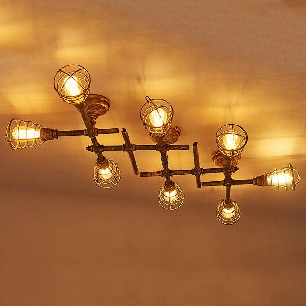 rustic-industrial-semi-flush-ceiling-light-steampunk-pipe-fixture-pendant-lamp-440973 Rustic Industrial Semi Flush Ceiling Light Steampunk Pipe Fixture Pendant Lamp 440973