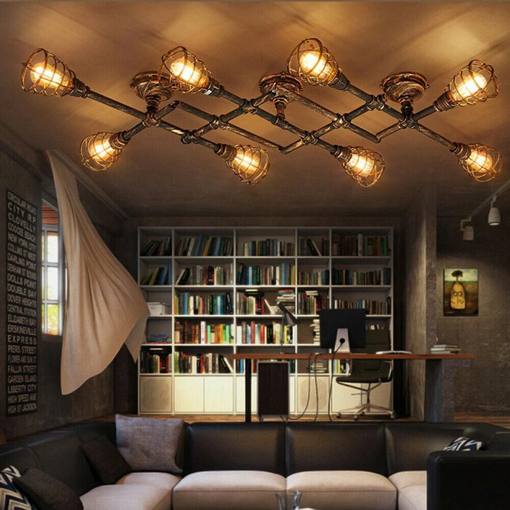 rustic-industrial-semi-flush-ceiling-light-steampunk-pipe-fixture-pendant-lamp-837951 Rustic Industrial Semi Flush Ceiling Light Steampunk Pipe Fixture Pendant Lamp 837951