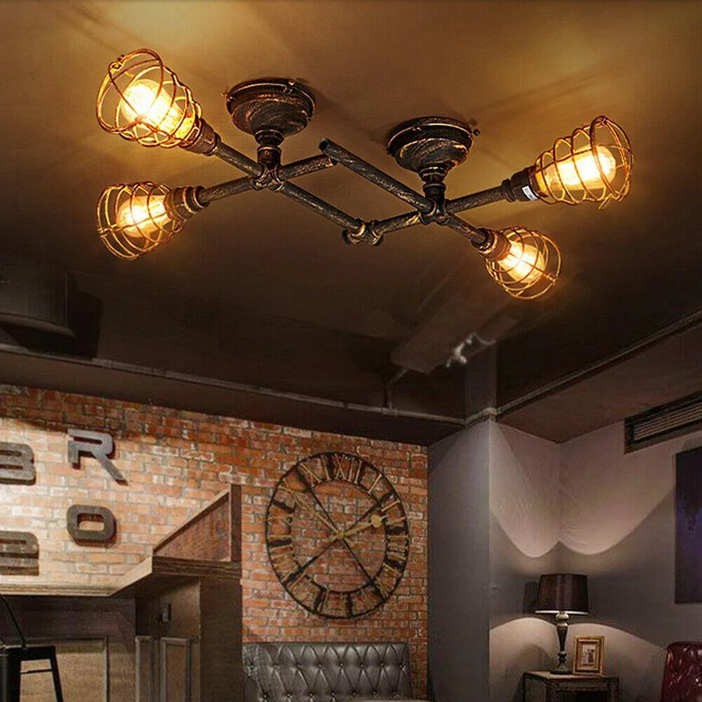 rustic-industrial-semi-flush-ceiling-light-steampunk-pipe-fixture-pendant-lamp-902494 Rustic Industrial Semi Flush Ceiling Light Steampunk Pipe Fixture Pendant Lamp 902494