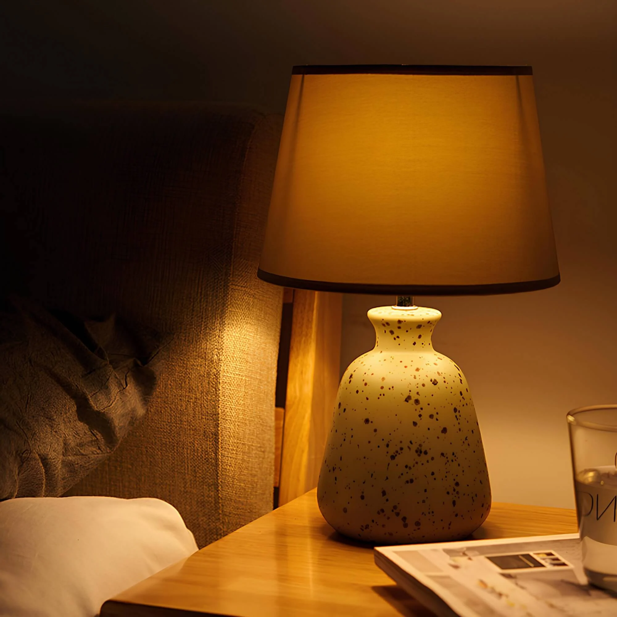 Rusticalight Keramische Nachttischlampe Rustikales Design Leselampe Nachtlicht Xlumina