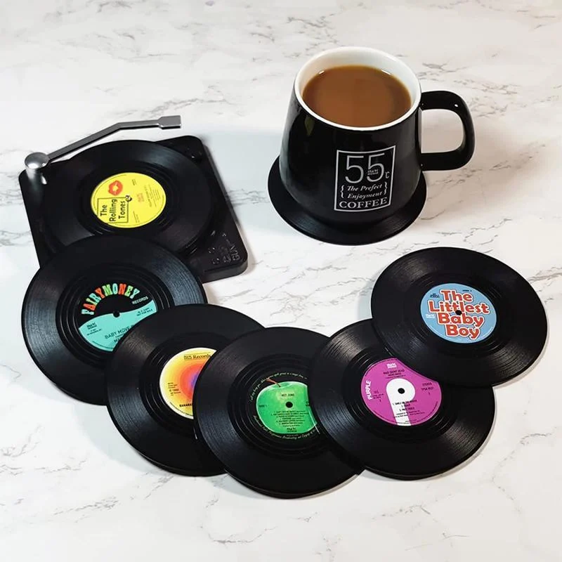 six-piece-retro-style-vinyl-record-coaster-set-139945 Six Piece Retro Style Vinyl Record Coaster Set 139945