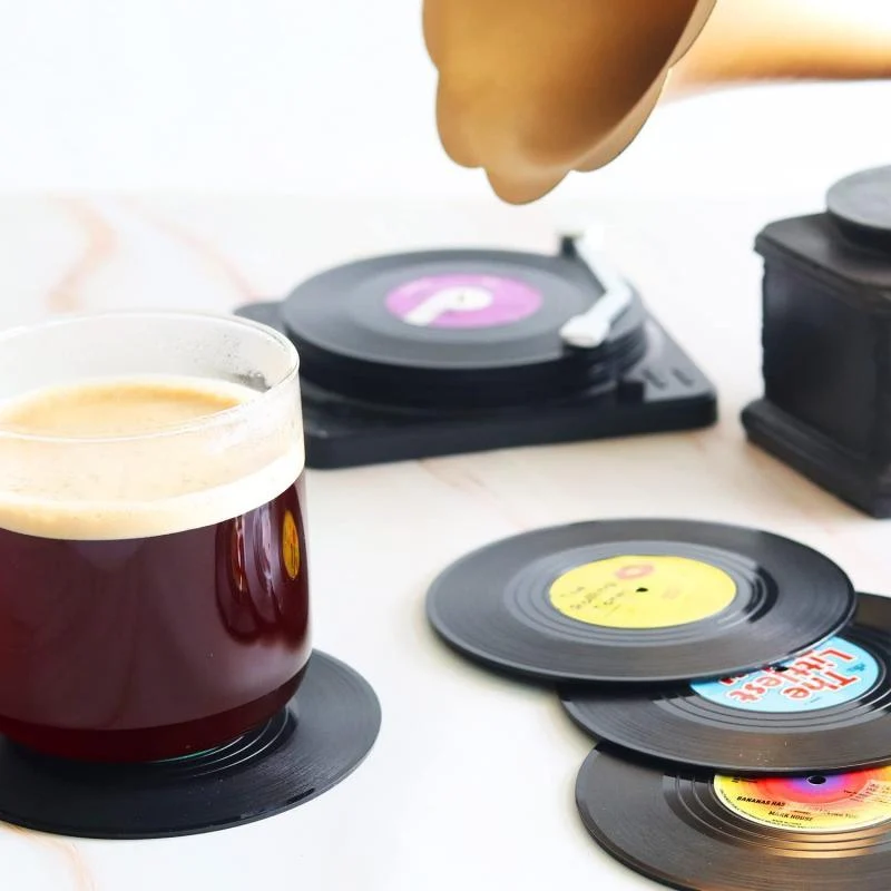 six-piece-retro-style-vinyl-record-coaster-set-178992 Six Piece Retro Style Vinyl Record Coaster Set 178992